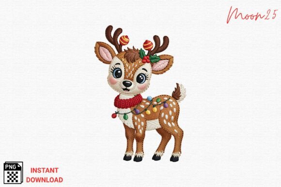 Cute Christmas Reindeer Embroidery PNG Review