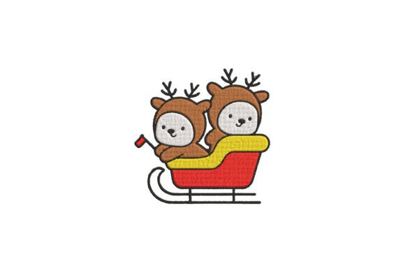 Review: Reindeer Kids on Sleigh Embroidery Design