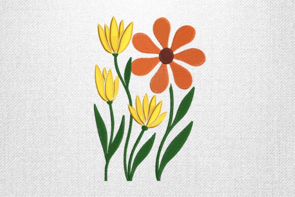Review: Yellow Orange Floral Embroidery Art for Apparel